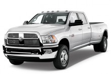 Dodge RAM 3500:  0-100 km acceleration was 28 sec. Slowest of  the three. However, tons of low-end torque. Would climb moderate grades in sixth gear while the other two had to downshift.  – Andy Very quiet?—?much quieter inside than  the Chevy. – Jil Beautiful interior; good placement of console, buttons and controls. Attention to fine details. – Matt Photo courtesy of the manufacturer