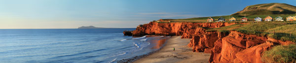 View of the stunning beaches and red cliffs of Entry Island